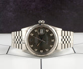 Rolex 36mm Datejust Steel Fluted Jubilee Grey Dial Watch 16014